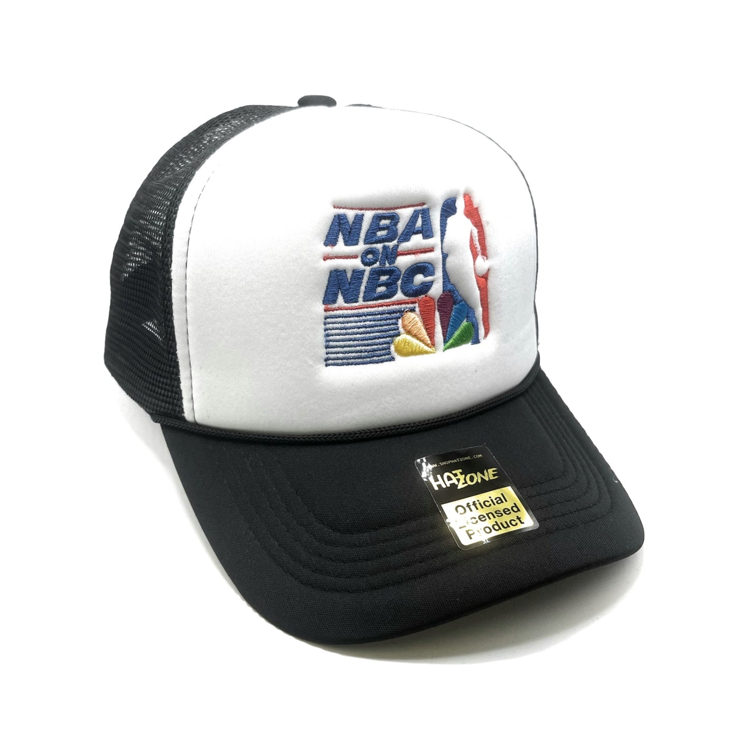 Retro 90s Basketball Mesh Trucker Snapback (White/Black)