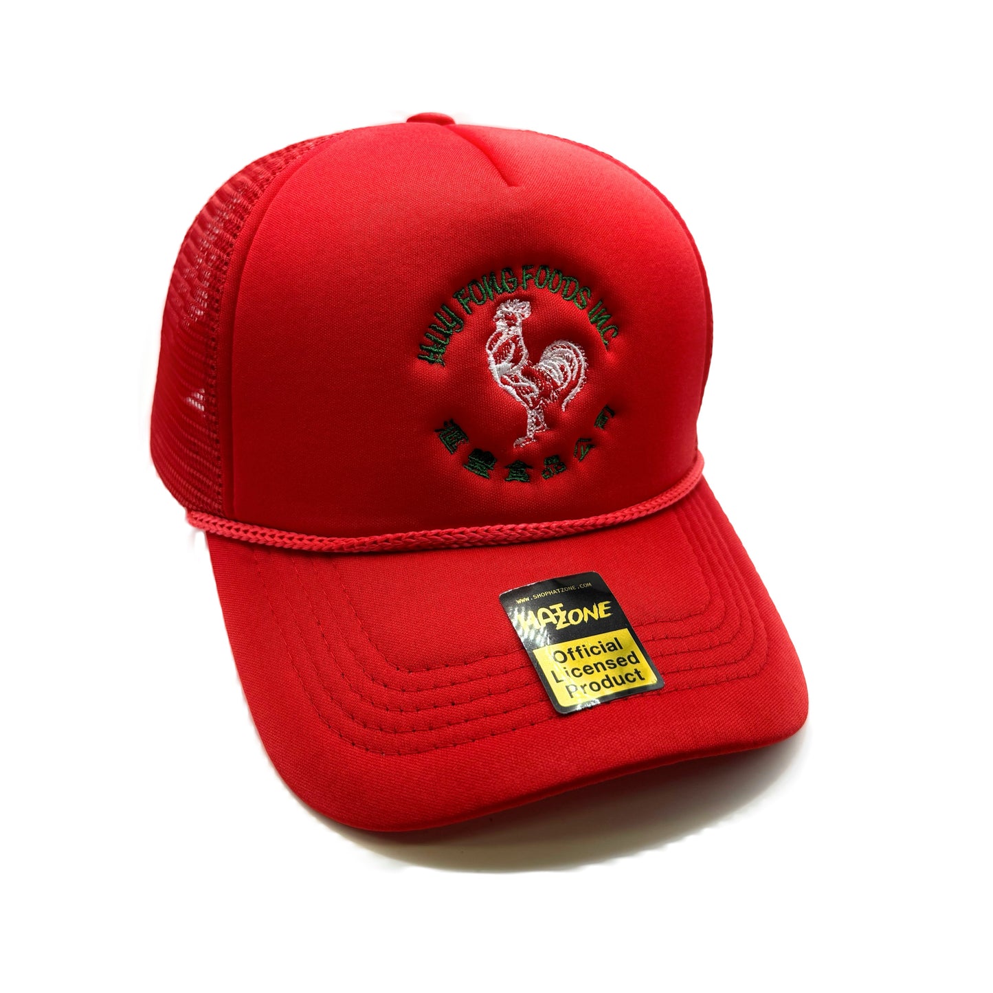 Rooster Hot Sauce Mesh Trucker Snapback (Red)