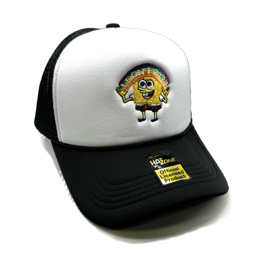 I Dont Care Mesh Trucker Snapback (White/Black)