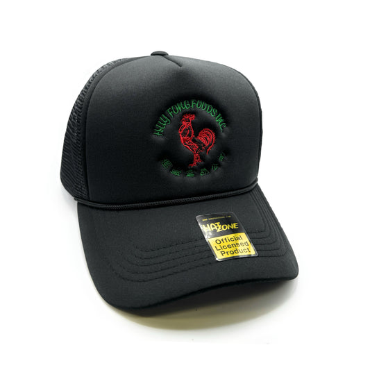 Rooster Hot Sauce Mesh Trucker Snapback (Black)