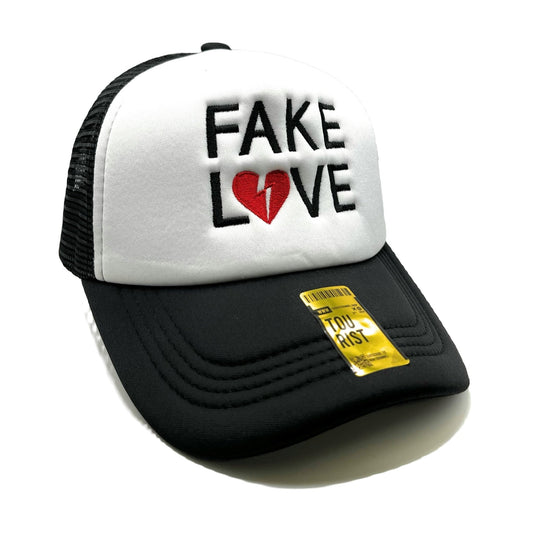 Fake Love Mesh Trucker Snapback (White/Black)