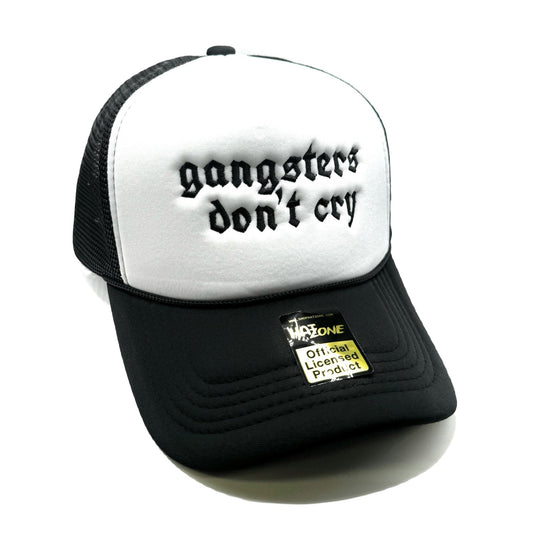 Gangsters Dont Cry Mesh Trucker Snapback (White/Black)