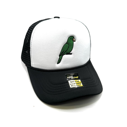 Green Parrot Mesh Trucker Snapback (White/Black)
