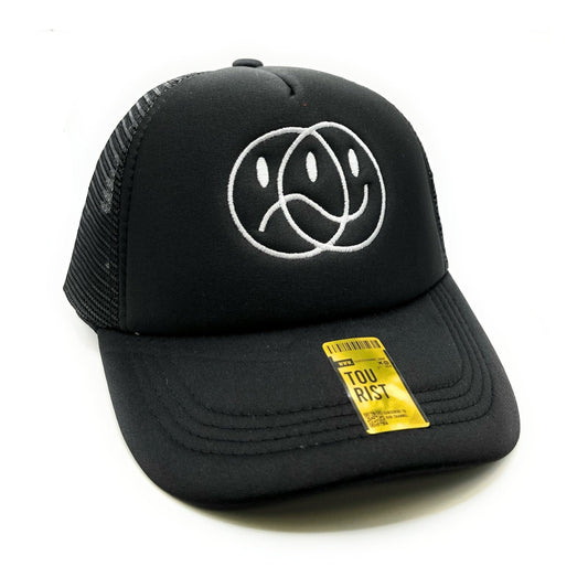 Happy or Sad Mesh Trucker Snapback (Black)