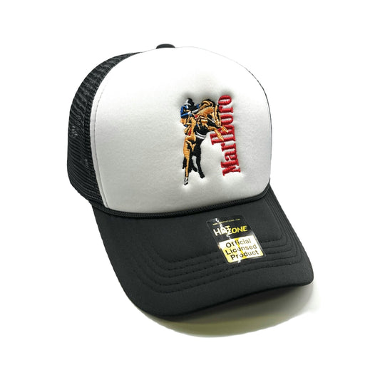 Horse Marlboro Mesh Trucker Snapback (White/Black)