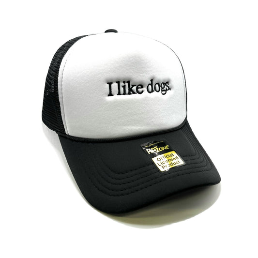 I Like Dogs Mesh Trucker Snapback (White/Black)