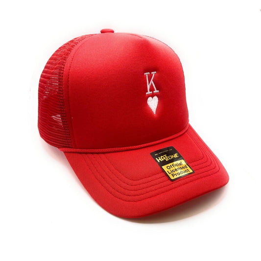 King of Hearts Mesh Trucker Snapback (Red)