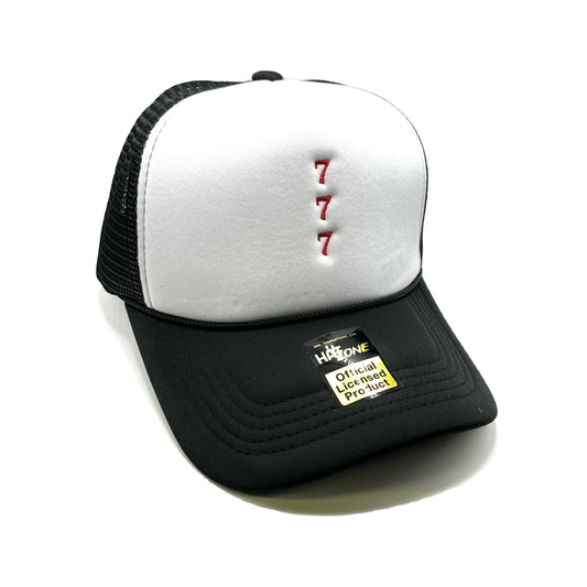 Lucky 7 7 7 Mesh Trucker Snapback (White/Black)