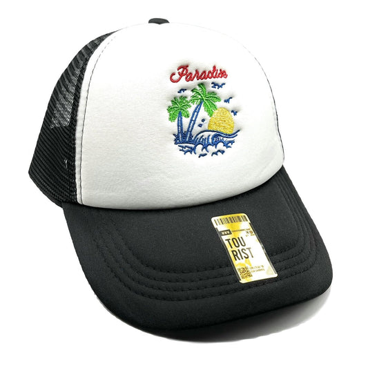 Paradise Mesh Trucker Snapback (White/Black)