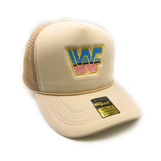 Retro 80s WWF Mesh Trucker Snapback (Khaki)