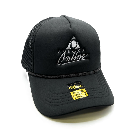 Retro AOL Mesh Trucker Snapback (Black)