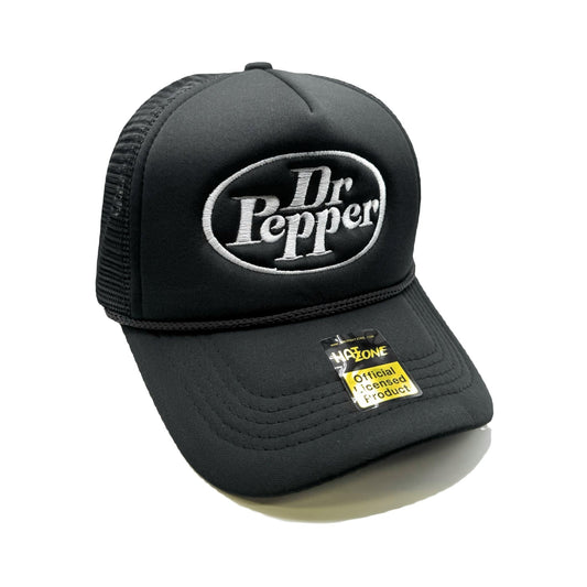Retro Dr Pepper Mesh Trucker Snapback (Black)