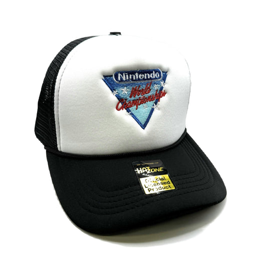 Retro NES World Champion Mesh Trucker Snapback (White/Black)