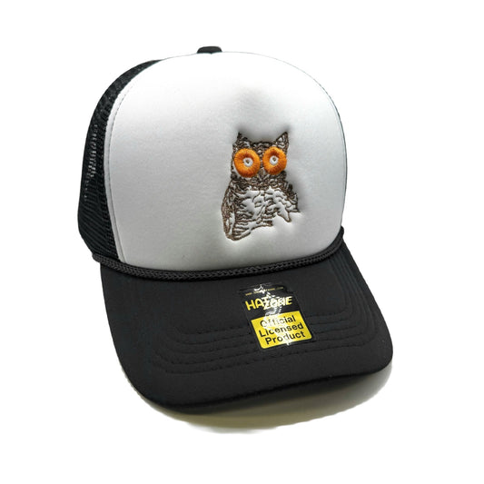 Retro Owl Mesh Trucker Snapback (White/Black)