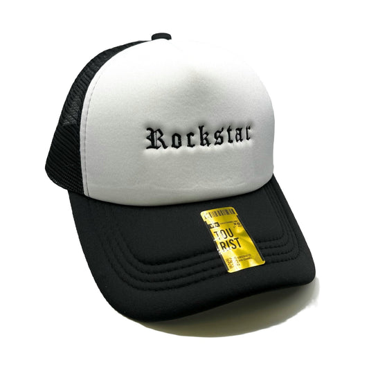Rockstar Mesh Trucker Snapback (White/Black)