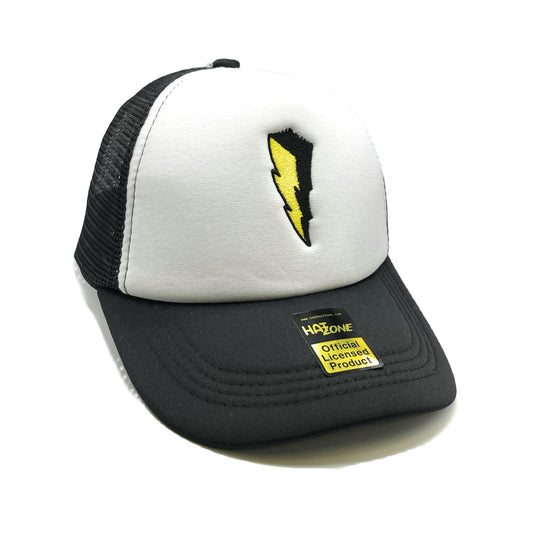 Super Hero Bolt Mesh Trucker Snapback (White/Black)