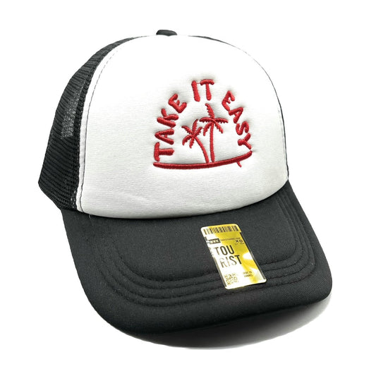 Take it Easy Mesh Trucker Snapback (White/Black)