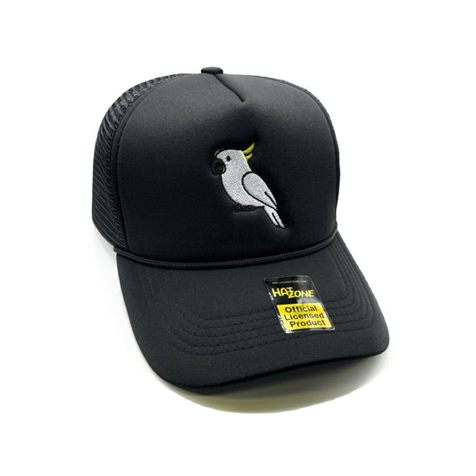 White Cockatoo Mesh Trucker Snapback (Black)
